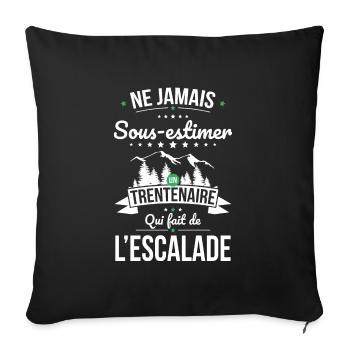 Sous-estimer trentenaire qui fait de l'escalade - Housse de coussin décorative 45 x 45 cm - noir - Devant