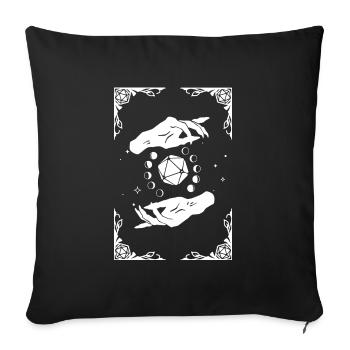 carte de sort main et dés - Housse de coussin décorative 45 x 45 cm - noir - Devant