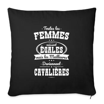 Femmes égales meilleures deviennent cavalières - Housse de coussin décorative 45 x 45 cm - noir - Devant