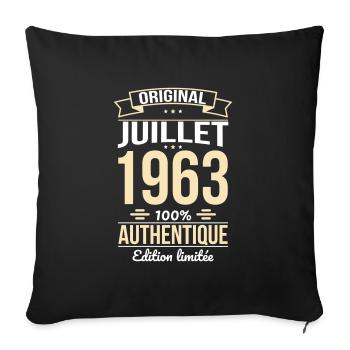 Anniversaire 60 ans - Original - Juillet 1963 - Housse de coussin décorative 45 x 45 cm - noir - Devant