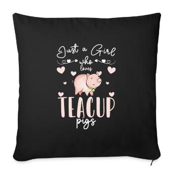 Teacup Pig Piggy Breeder - Sofa pillowcase 17,3'' x 17,3'' (45 x 45 cm) - black - Front