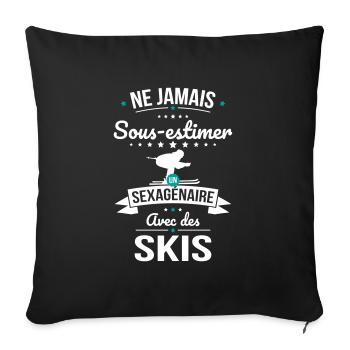 Sous-estimer un sexagénaire avec des skis - Housse de coussin décorative 45 x 45 cm - noir - Devant