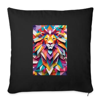Lion - Golden Monarch of the Meadow - Sofa pillowcase 17,3'' x 17,3'' (45 x 45 cm) - black - Front