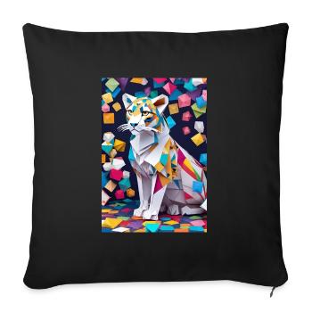 L’élégance arctique : la grâce d’un léopard des neiges - Housse de coussin décorative 45 x 45 cm - noir - Devant