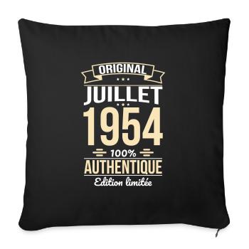 70. Jahrestag - Original - Juli 1954 - Sofakissenbezug 45 x 45 cm - Schwarz - Vorne