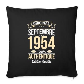 70. Jahrestag - Original - September 1954 - Sofakissenbezug 45 x 45 cm - Schwarz - Vorne