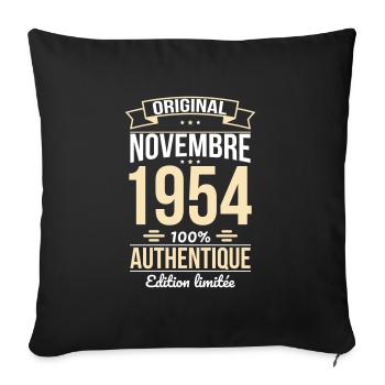70. Jahrestag - Original - November 1954 - Sofakissenbezug 45 x 45 cm - Schwarz - Vorne