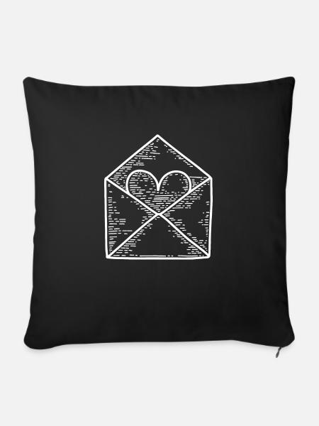 Liebesbrief Gravur Herz - Sofakissenbezug 45 x 45 cm - Schwarz