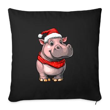 Père Noël Hippopotame - Housse de coussin décorative 45 x 45 cm - noir - Devant