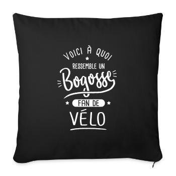 vélo Bogosse fan de sport cyclisme velo - Housse de coussin décorative 45 x 45 cm - noir - Devant