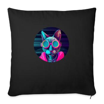 Stylish Cat - Sofa pillowcase 17,3'' x 17,3'' (45 x 45 cm) - black - Front