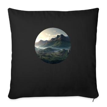 Beautiful mountain landscape in the fog - Sofa pillowcase 17,3'' x 17,3'' (45 x 45 cm) - black - Front