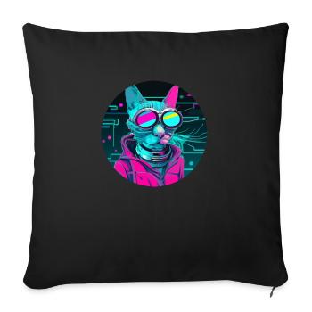 Stylish Cat - Sofa pillowcase 17,3'' x 17,3'' (45 x 45 cm) - black - Front