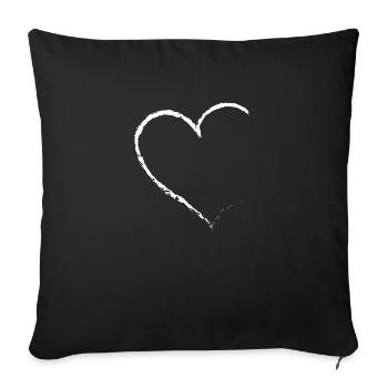 Coeur Cœurs Bonheur Amitié Cadeau familial - Housse de coussin décorative 45 x 45 cm - noir - Devant