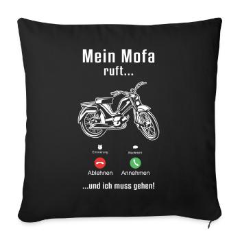Mofa Vintage Geschenk 2 Takter Mokick Moped - Sofakissenbezug 45 x 45 cm - Schwarz - Vorne