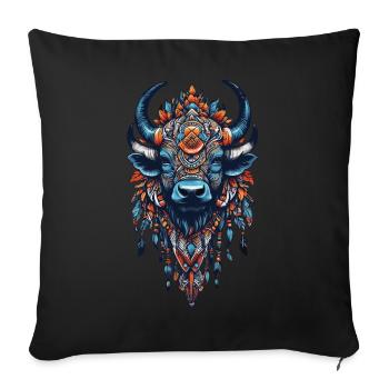 Bison Spirit Indian Meditation & Power - Housse de coussin décorative 45 x 45 cm - noir - Devant