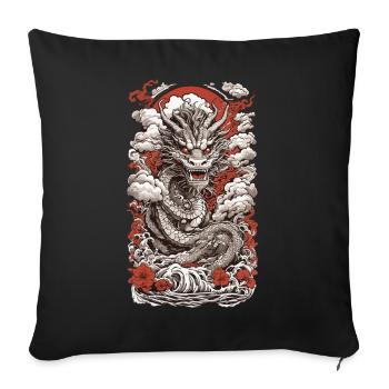 Ukiyo-E Dragon: Retro Japanese Streetwear - Sofa pillowcase 17,3'' x 17,3'' (45 x 45 cm) - black - Front