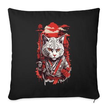 Asian Cat in Retro Japan Cat Style - Sofa pillowcase 17,3'' x 17,3'' (45 x 45 cm) - black - Front