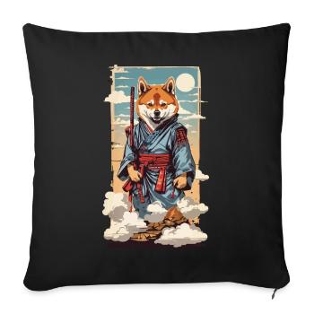 Vintage Shiba Samurai Hund Hundeliebhaber Design - Sofakissenbezug 45 x 45 cm - Schwarz - Vorne