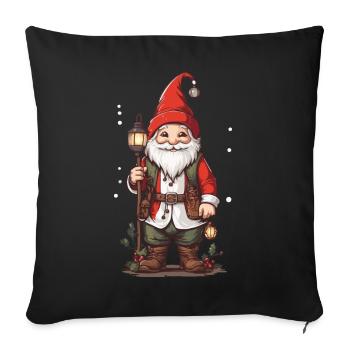 Noël nordique Gnome Noël festif - Housse de coussin décorative 45 x 45 cm - noir - Devant