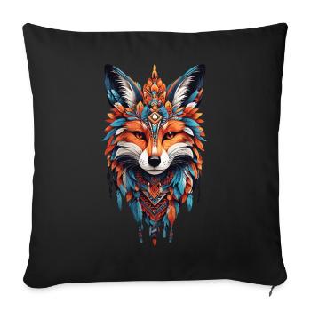 Fox Mandala Yoga Zen Spiritualité Méditation - Housse de coussin décorative 45 x 45 cm - noir - Devant