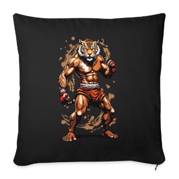 Martial Arts Tiger Kickboxer Spirit Kickboxing Design - Sofa pillowcase 17,3'' x 17,3'' (45 x 45 cm) - black - Front