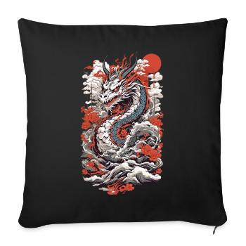 Ukiyo-E Drache Retro Vintage Japanische Kunst - Sofakissenbezug 45 x 45 cm - Schwarz - Vorne