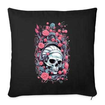 Pastel Goth Weirdcore Roses Skull Occult Design - Sofa pillowcase 17,3'' x 17,3'' (45 x 45 cm) - black - Front