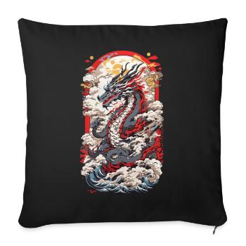 Japan Dragon Ukiyo-E Retro Art Design - Sofa pillowcase 17,3'' x 17,3'' (45 x 45 cm) - black - Front