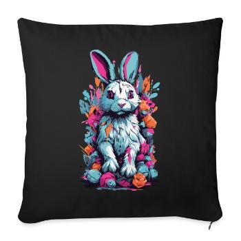 Gothique Kawaii Psycho Goth lapin Pastel Unique - Housse de coussin décorative 45 x 45 cm - noir - Devant
