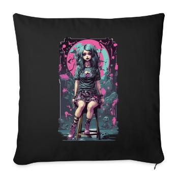 Gothique e-girl Anime Esthétique Dark Magic - Housse de coussin décorative 45 x 45 cm - noir - Devant