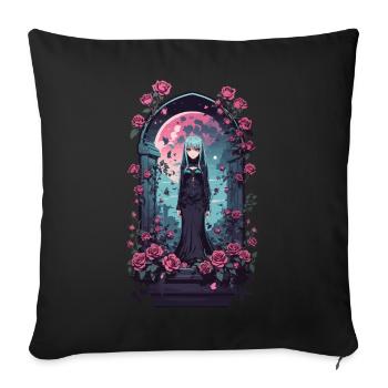 Gothic Anime Girl Victorian Kawaii Design - Sofa pillowcase 17,3'' x 17,3'' (45 x 45 cm) - black - Front