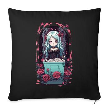 Anime Goth Chibi Vampire egirl Kawaii Design - Sofa pillowcase 17,3'' x 17,3'' (45 x 45 cm) - black - Front