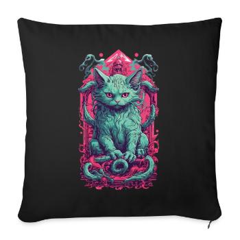 Creepy Demons Cat Halloween Underworld Design - Housse de coussin décorative 45 x 45 cm - noir - Devant