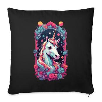 Licorne mystique Pastel Streetwear Design - Housse de coussin décorative 45 x 45 cm - noir - Devant