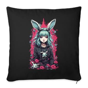 Kawaii Goth Anime Bunny Dunkle Magie Aesthetic - Sofakissenbezug 45 x 45 cm - Schwarz - Vorne