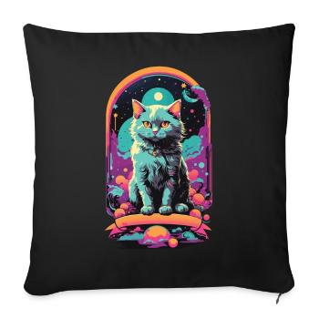 Gothic Pastel Cats Magical Night Design - Sofa pillowcase 17,3'' x 17,3'' (45 x 45 cm) - black - Front