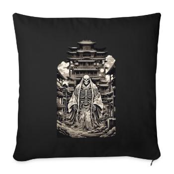 Yokai Monk Spirit Skeleton Ukiyo-E Manga Design - Housse de coussin décorative 45 x 45 cm - noir - Devant