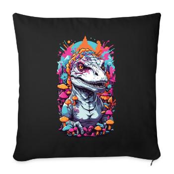 Psychedelischer Dino-Pilz Rave Kunstwerk - Sofakissenbezug 45 x 45 cm - Schwarz - Vorne
