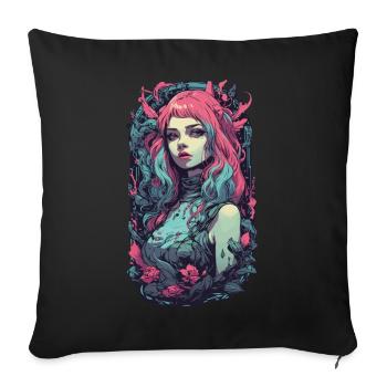 Gothique Pastel Esthétique E-Girl Streetwear - Housse de coussin décorative 45 x 45 cm - noir - Devant
