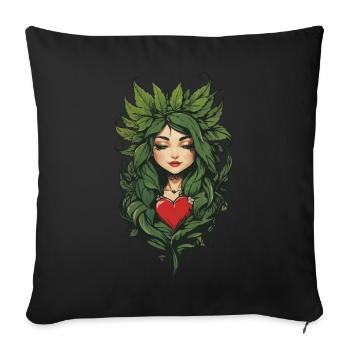 Herz Pflanzenliebe Tattoo Aesthetic Design - Sofakissenbezug 45 x 45 cm - Schwarz - Vorne