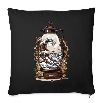 Japanese Coffee Wave Aesthetic Coffee Design - Sofa pillowcase 17,3'' x 17,3'' (45 x 45 cm) - black - Front