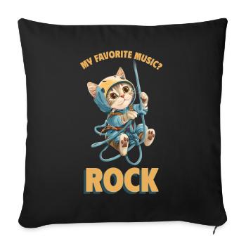 My favorite music? Rock Klettern Süße Katze - Sofakissenbezug 45 x 45 cm - Schwarz - Vorne
