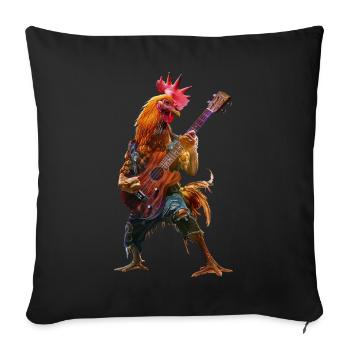 Ukulélé Coq - Housse de coussin décorative 45 x 45 cm - noir - Devant