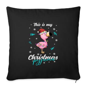 Flamingo Pyjama Weihnachten Schlafen - Sofakissenbezug 45 x 45 cm - Schwarz - Vorne