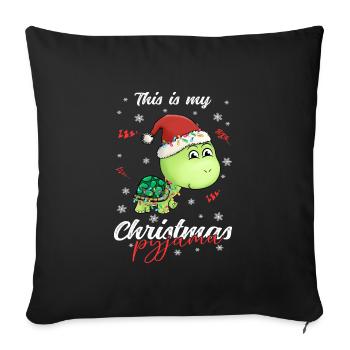 Schildkröte Pyjama Weihnachten Schlafen - Sofakissenbezug 45 x 45 cm - Schwarz - Vorne