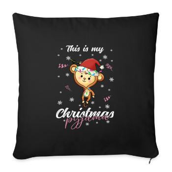Affe Pyjama Weihnachten Schlafen - Sofakissenbezug 45 x 45 cm - Schwarz - Vorne