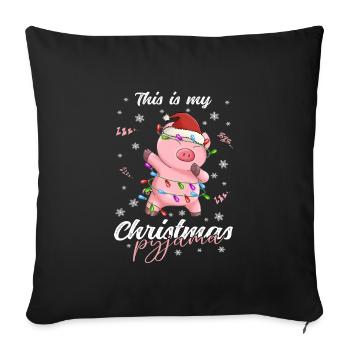 Schwein Pyjama Weihnachten Schlafen - Sofakissenbezug 45 x 45 cm - Schwarz - Vorne