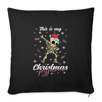 Skelett Pyjama Weihnachten Schlafen - Sofakissenbezug 45 x 45 cm - Schwarz - Vorne