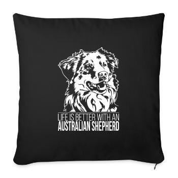 Australian Shepherd Dogs Saying Aussie Wilsigns - Sofa pillowcase 17,3'' x 17,3'' (45 x 45 cm) - black - Front